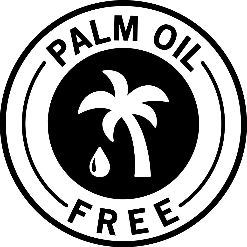 BotaniVie Palm Oil Free Skincare Collection. Palm Oil Free Logo with a palm and an oil drop in the middle with text.