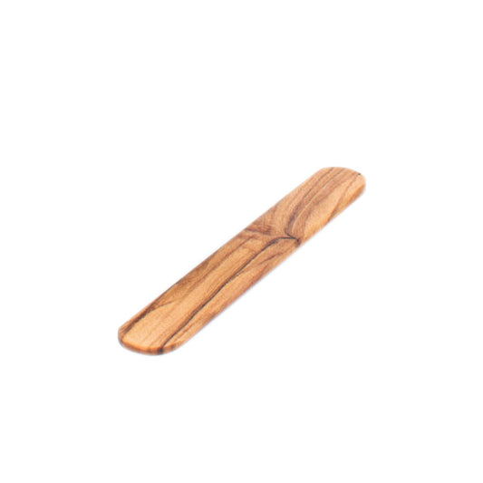 Olive Wood Cosmetic Spatula. White background. very hard and naturally anti-septic. handmade from recycled olive wood.