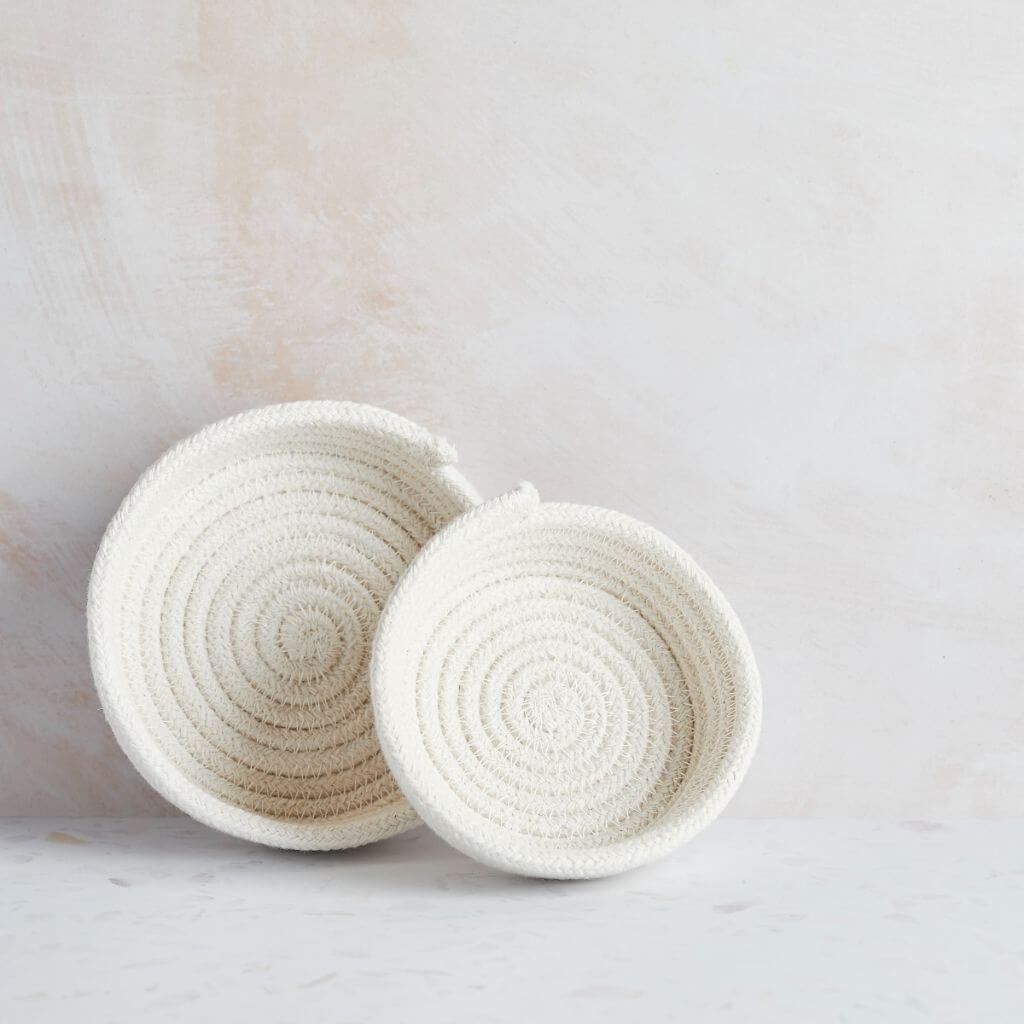 Tabitha Eve - Small Cotton EcoTwist Bowl. on display. great size and handcrafted in wales. amazing gift with other bathroom accessories.