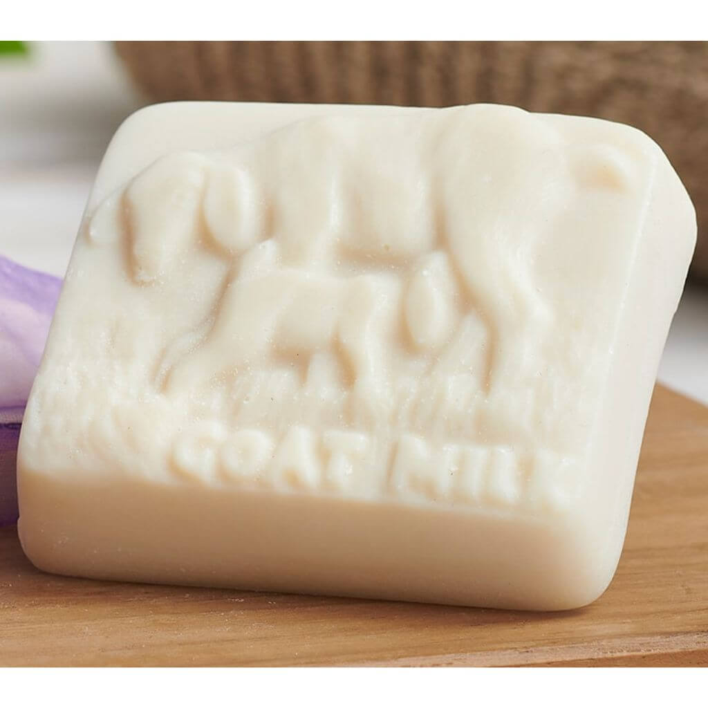 Goats of the Gorge Goats Milk Soap Bar with Lavender. High in Vitamin A and Retinol. For all skin types. natural and leaping bunny certified cruelty free.