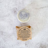 Battle Green Lavender & Tea Tree Natural Vegan Shampoo Bar. Lavender & Tea Tree. with wrapping. on display. 55g. up to 80 washes.