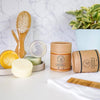 Battle Green Citrus Natural Vegan Shampoo Bar. on display with other battle green products. Made in the UK. Handmade.