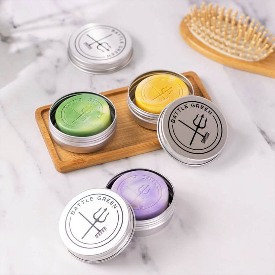Battle Green Soap Travel Tin. all aluminium product. recyclable and reusable.