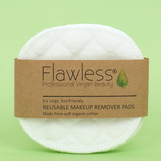 Flawless Professional Vegan Beauty Reusable Organic Cotton Makeup Remover Pads. Closeup view.