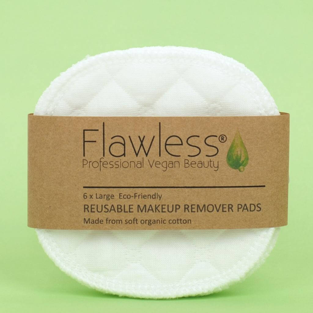 Flawless Professional Vegan Beauty Reusable Organic Cotton Makeup Remover Pads. Closeup view.