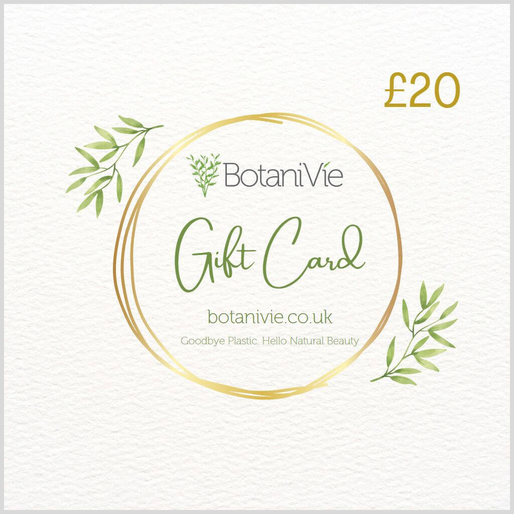 BotaniVie Gift Card. E-Voucher. e-Gift Card with £20, Twenty pounds, Twenty £. Colourful with textured background.