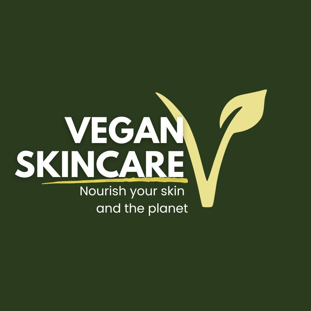 Vegan Skincare Products at BotaniVie. Vegan wording with eucalyptus leaves in the background.