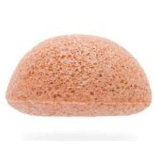  Acala Konjac Sponge with French Pink Clay boosting for use on face and body. Sponge on a white background. Sponge is orange/ pink in colour.