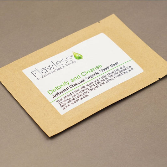 Flawless natural skincare - Face Sheet Mask - Detox and Cleanse in a paper wrap. 100% natural and plastic free. cruelty free and vegan.
