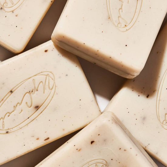 Upcircle Fennel and Cardamom Chai Soap Bars staked together . Palm Oil Free. 100% Natural. Vegan.
