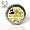Goats of the Gorge. Goats milk Clay Mask with Peppermint. 50ml. Aluminium Tin. White Background. Lid on. Leaping Bunny with Cruelty Free International certification registration.