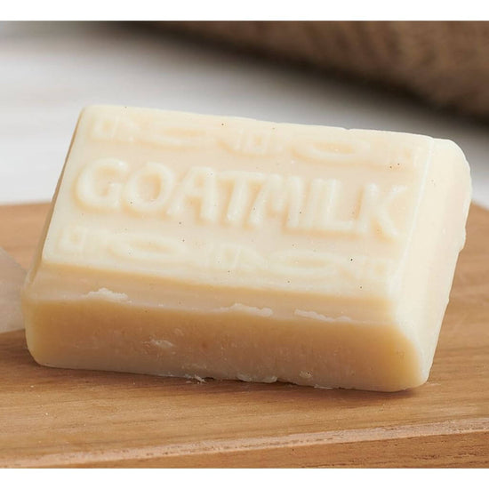 Goats of the Gorge Goats Milk Mini Soap Bar. Perfect for guest soap or as a small gift. made from real goats milk. displayed on wooden board.