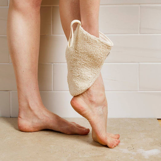 Tabitha Eve - Organic Cotton Shower Mitt. application on the skin in the shower. zero waste, amazing bathroom gift.