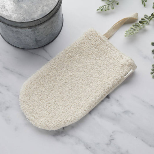 Tabitha Eve - Organic Cotton Shower Mitt. heavy weight woven cotton. perfect for soap application, and fits your hands.