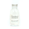Flawless Professional Vegan Beauty Micellar Water - Aloe and Lavender. Glass Bottle with aluminium lid on white background.