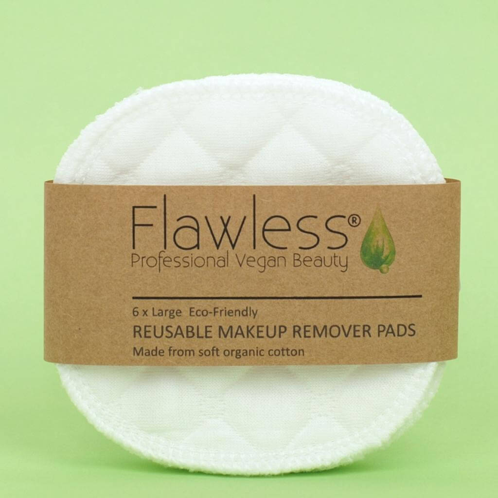 Flawless Professional Vegan Beauty Reusable Organic Cotton Makeup Remover Pads. Closeup view.